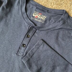 Marine Layer Weekend Sport Henley Shirt Mens XL Blue Long Sleeve Performance Top